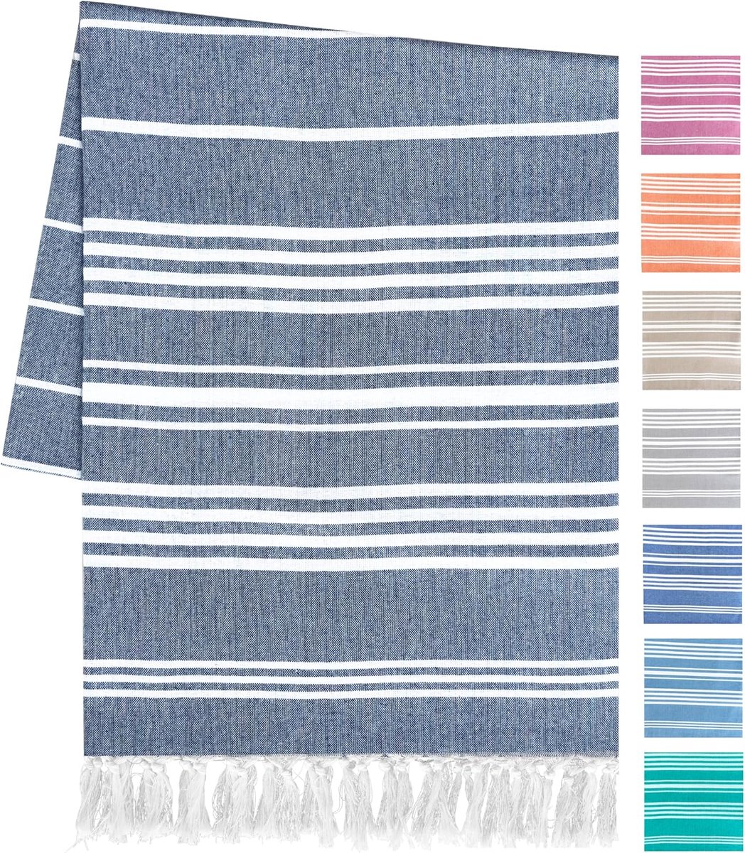 SnelShoppen - XXL Strandlaken 90x170cm Sneldrogend en Ultra Licht - 80% Gerecycled Katoen Navy Blauw - Perfect voor Strand, Camping en Sauna