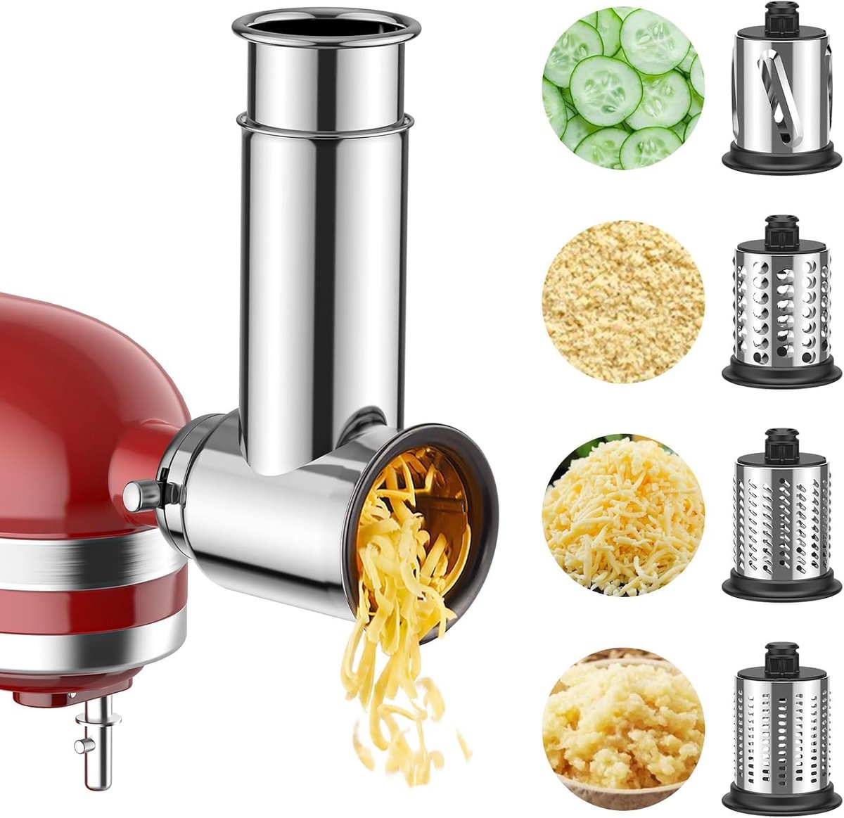 SnelShoppen - RVS Groentensnijder en Kaasrasp Accessoire voor Keukenmachine | Veggie Cutter, Salade Maker, Poeder Maler, Geschikt voor Standmixers