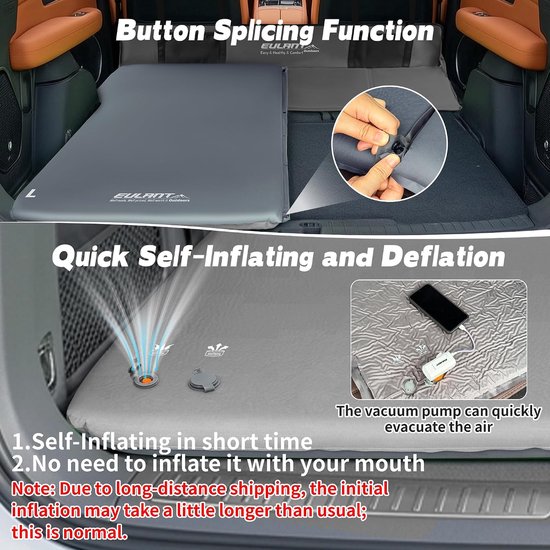 SnelShoppen - Zelfopblazend Auto Luchtbed met Pomp - Hoogveerkrachtig Schuim voor Tesla 3/Model Y/SUV/MPV - R-waarde 8 - 185x66x5cm van Snelshoppen — afbeelding 3