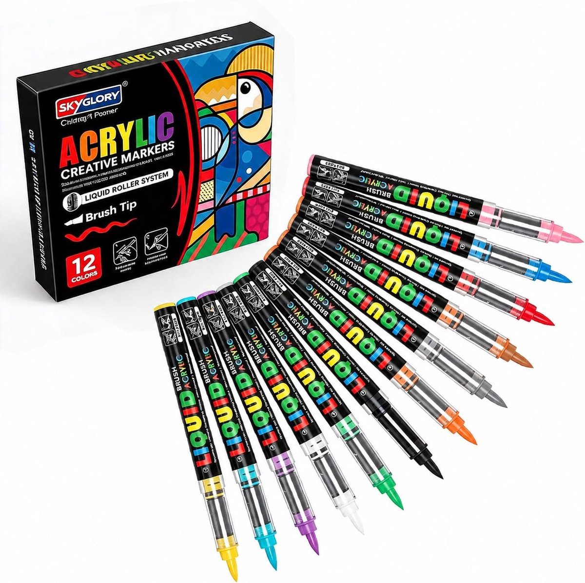 SnelShoppen - Set van 12 Kleuren Porseleinstiften - Keramische Pennen en Kleurstiften voor Doe-Het-Zelf Projecten op Porselein, Keramiek en Glas - 1-5