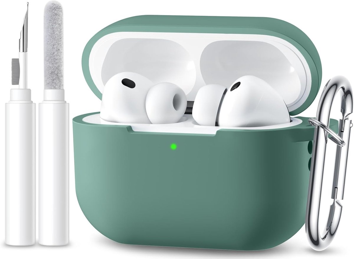 SnelShoppen - Maledan Silicone Hoes voor AirPods Pro 3 (2025) - Shockproof, Waterproof, Inclusief Schoonmaakset & Sleutelhanger - Perfecte Pasvorm voo