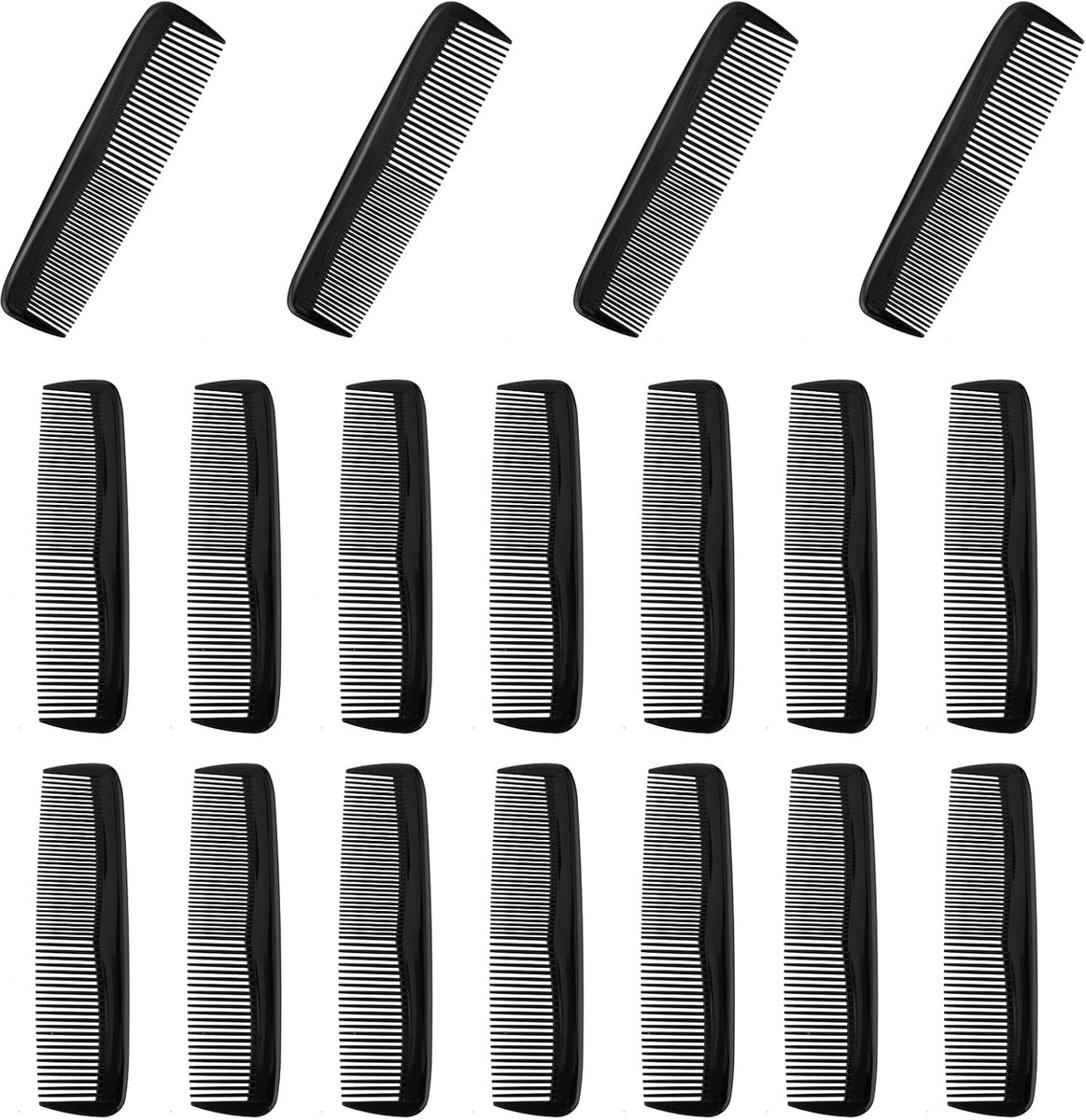 Set van 18 plastic haarkammen met fijne tanden voor dames en heren - ideaal voor kappers en in de woonkamer - zwart