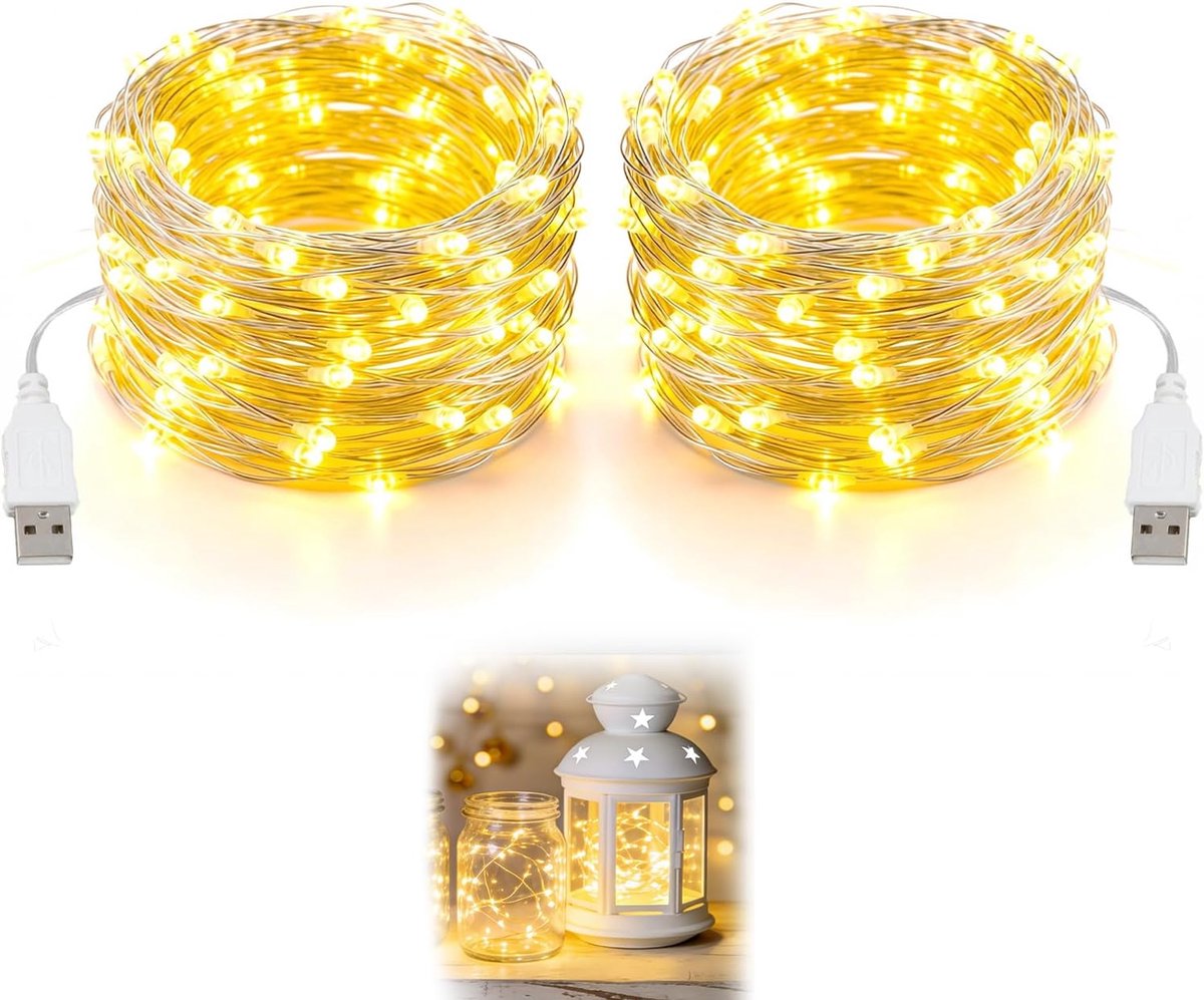 SnelShoppen - LED Fairy Lights Indoor 5m 50 Warm Witte LED Verlichting Met USB Stekker - Flexibele Koperen Draad Decoratie Voor Slaapkamer, Raam, Kers