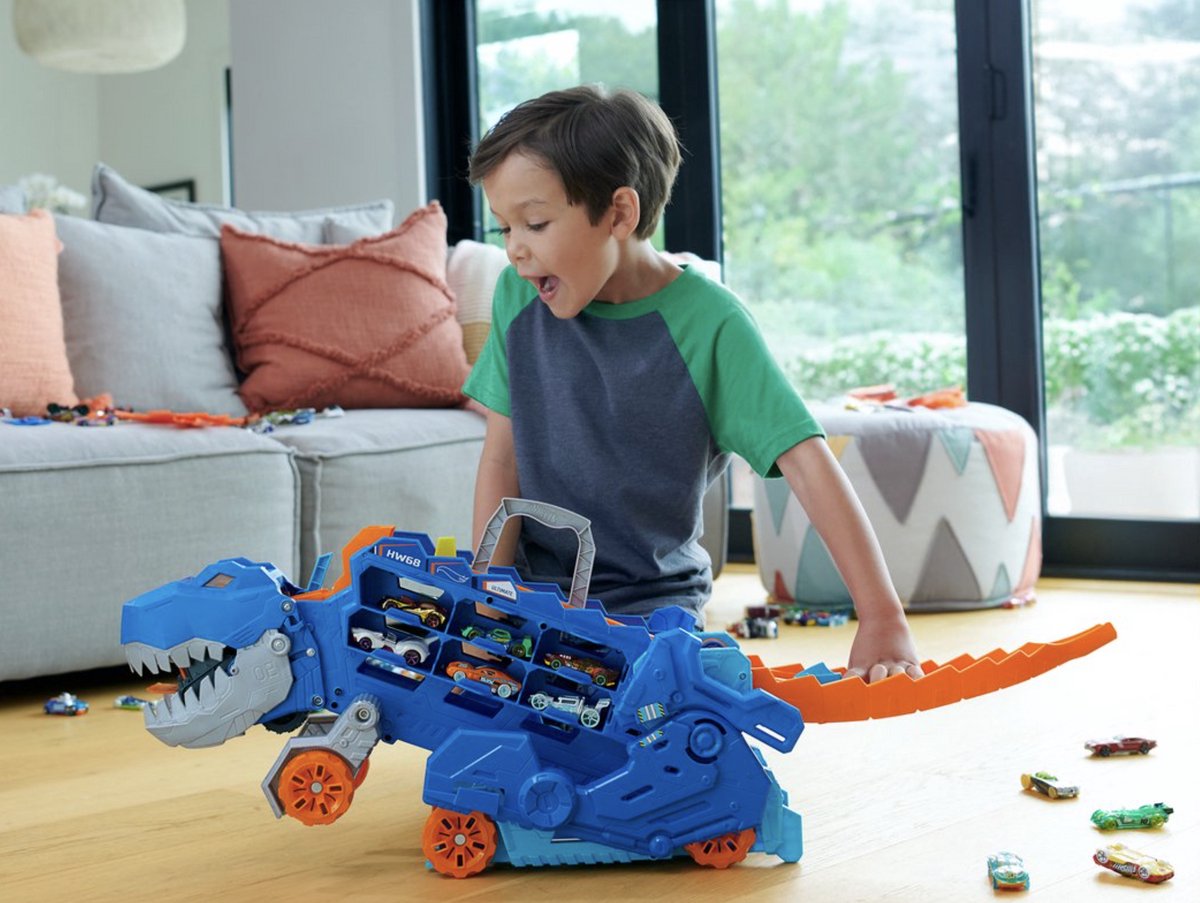 Hot Wheels City - Ultimate T-Rex Transporter - Inclusief 2 Auto's - Speelgoed vanaf 3 Jaar - Vrachtwagen - Auto - Autootjes - Hotweels - Hotwheels Premium - Racebaan - Hot Wheels — afbeelding 6