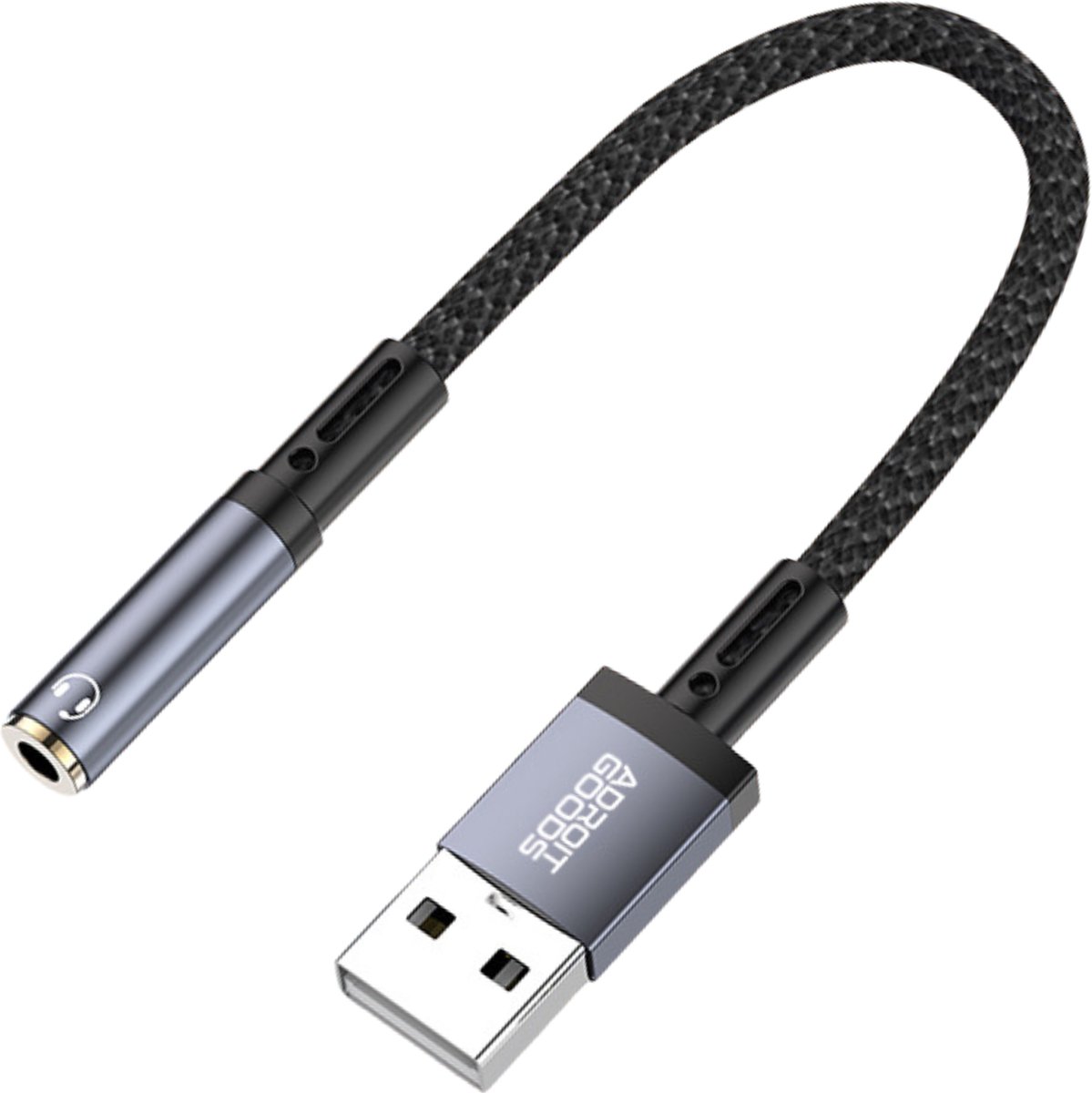 AdroitGoods USB naar 3.5mm Jack Audio Adapter Kabel AUX Geluidskaart Headset Microfoon Plug & Play Flexibele Kabel