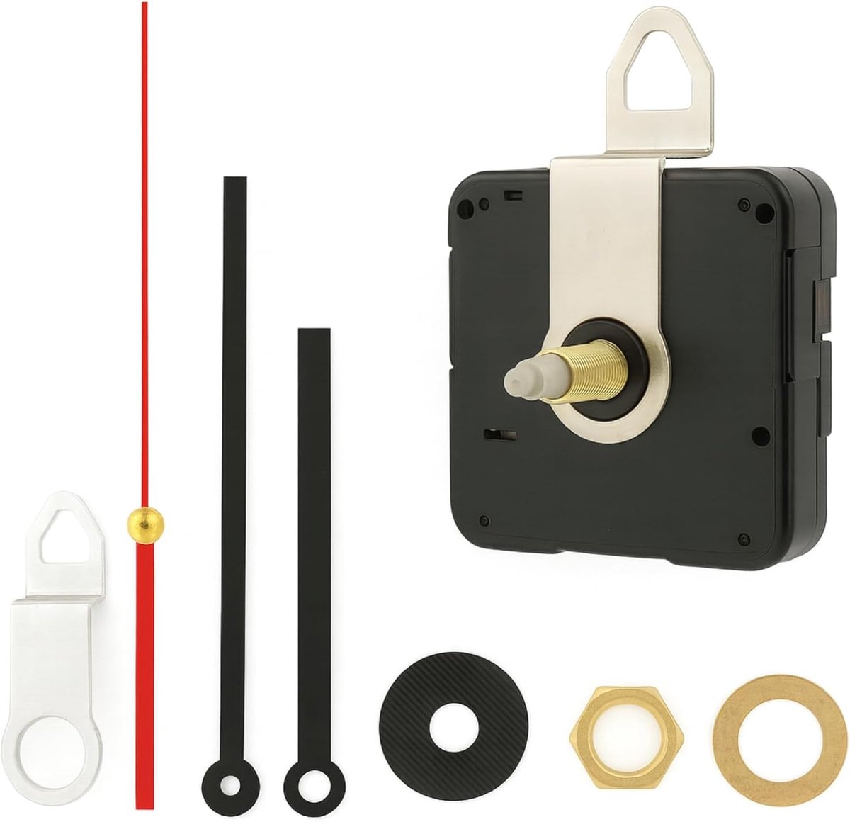 SnelShoppen - Wandklok Mechanisme met Stille Beweging, Grote Wijzers, Batterij Aangedreven 22mm Schacht, Voor Klok Dial tot 10mm Dikte, Klokkenmaker S