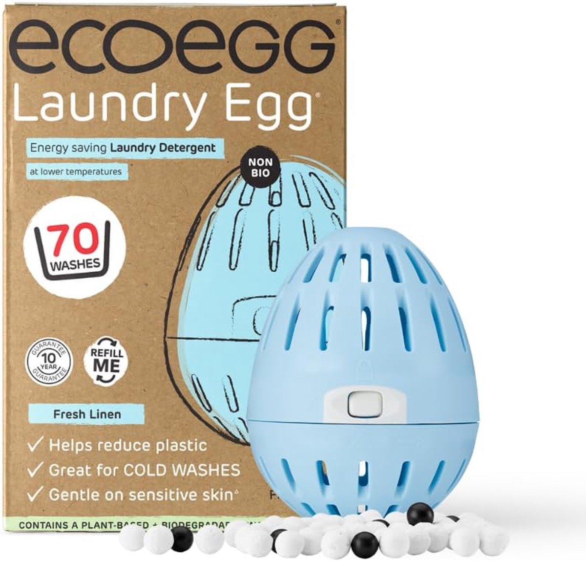 SnelShoppen - Ecoegg Wax Egg | Vervanger voor Wasmiddel en Wasverzachter | Voor Gevoelige Huid | 70 Wasbeurten | Frisse Lucht | Milieuvriendelijk en Z
