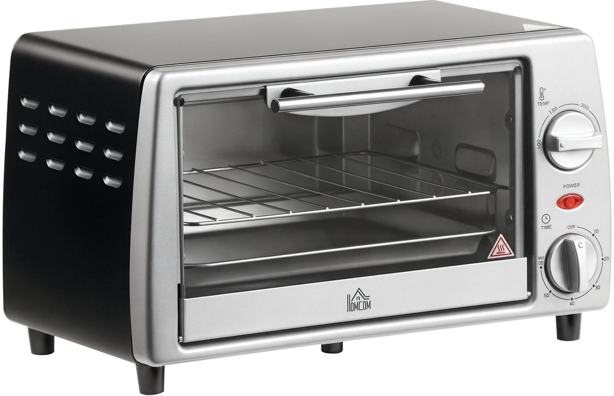 VIEMAE Elektrische oven - Mini oven - Oven - Oven vrijstaand - 10L - 750W - Max temp 230 ℃ - 36,5x26x22 cm - Zilverkleurig