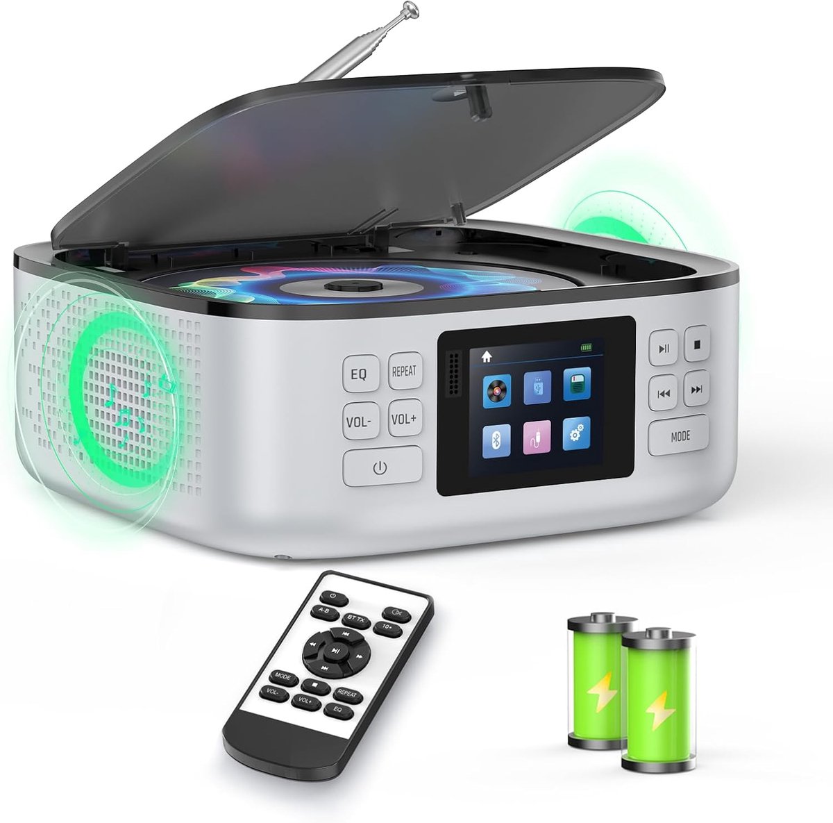 SnelShoppen - Draagbare Radio met CD-speler, Bluetooth Boombox, 3000mAh Luidsprekers, LED-kleurendisplay, Afstandsbediening, FM/USB/AUX Ondersteuning