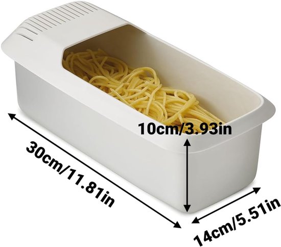 SnelShoppen - Microwave Pasta Cooker - 29x15x11 cm - Pasta Koker met Zeef - Hittebestendig - BPA-vrij - Geschikt voor Afwasmachine - Voor Snelle Pasta van Snelshoppen — afbeelding 4