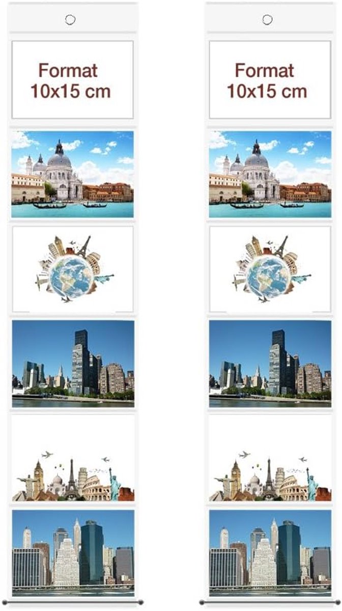 SnelShoppen - 2 Transparante Fotohouders met 8 Compartimenten - Landscape Formaat 13x17 cm - Perfect voor Persoonlijke Fotogalerij of Cadeau - Smooth