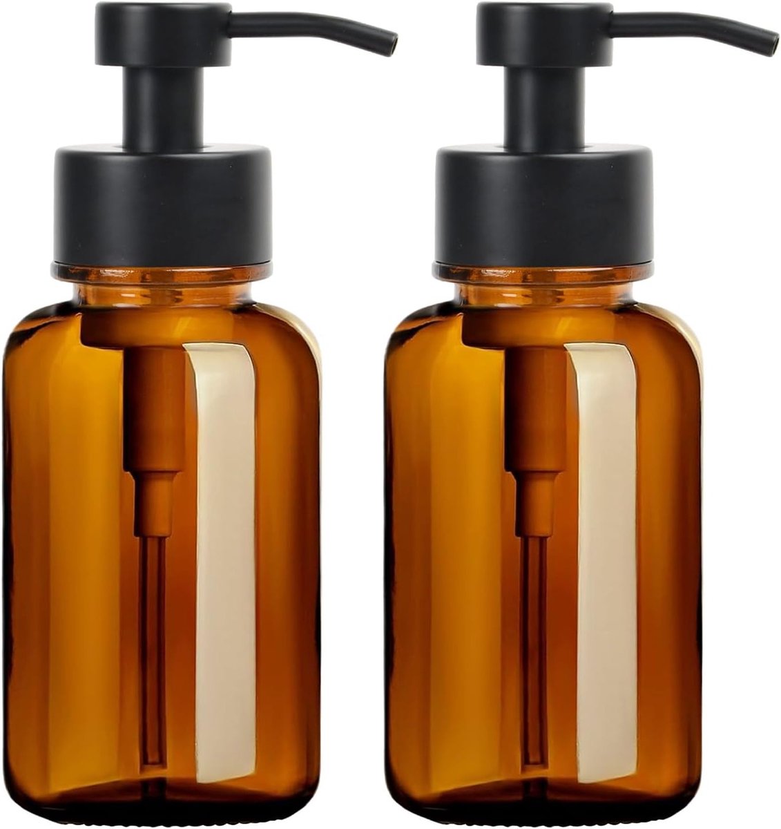 Set van 2 Herbruikbare Glazen Zeepdispensers van 400ml, Duurzaam en Perfect voor Badkamer, Keuken en Kantoor, Ideaal voor Vloeibare Handzeep en Afwasmiddel
