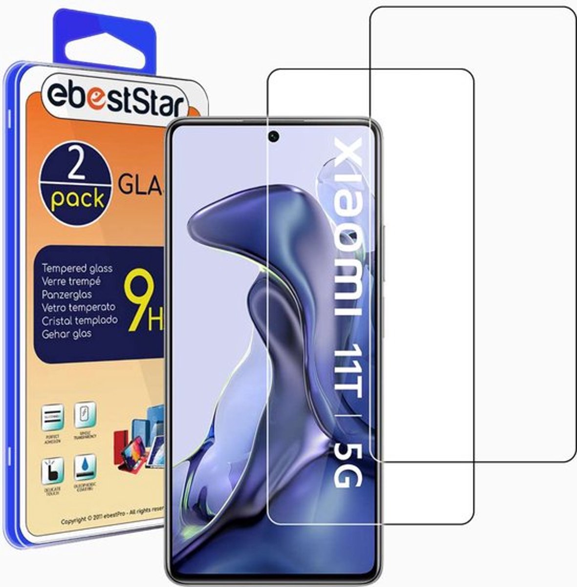 ebestStar - {2 Stuks} Gehard glas geschikt voor Xiaomi 11T, 11T Pro, Screen Protector Cover, Schermbeschermer Tempered Glass