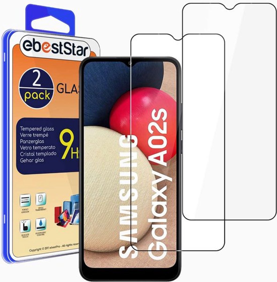ebestStar - {2 Stuks} Gehard glas geschikt voor Samsung Galaxy A02S SM-A025F A03S, Screen Protector Cover, Schermbeschermer Tempered Glass