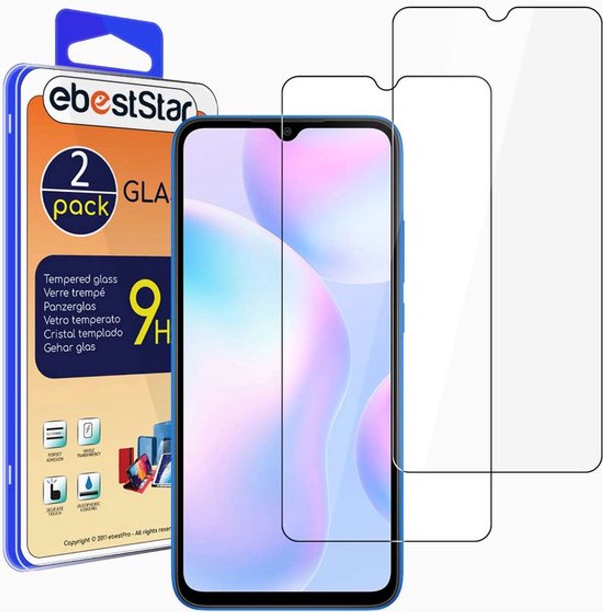 ebestStar - {2 Stuks} Gehard glas geschikt voor Xiaomi Redmi 9A, Screen Protector Cover, Schermbeschermer Tempered Glass