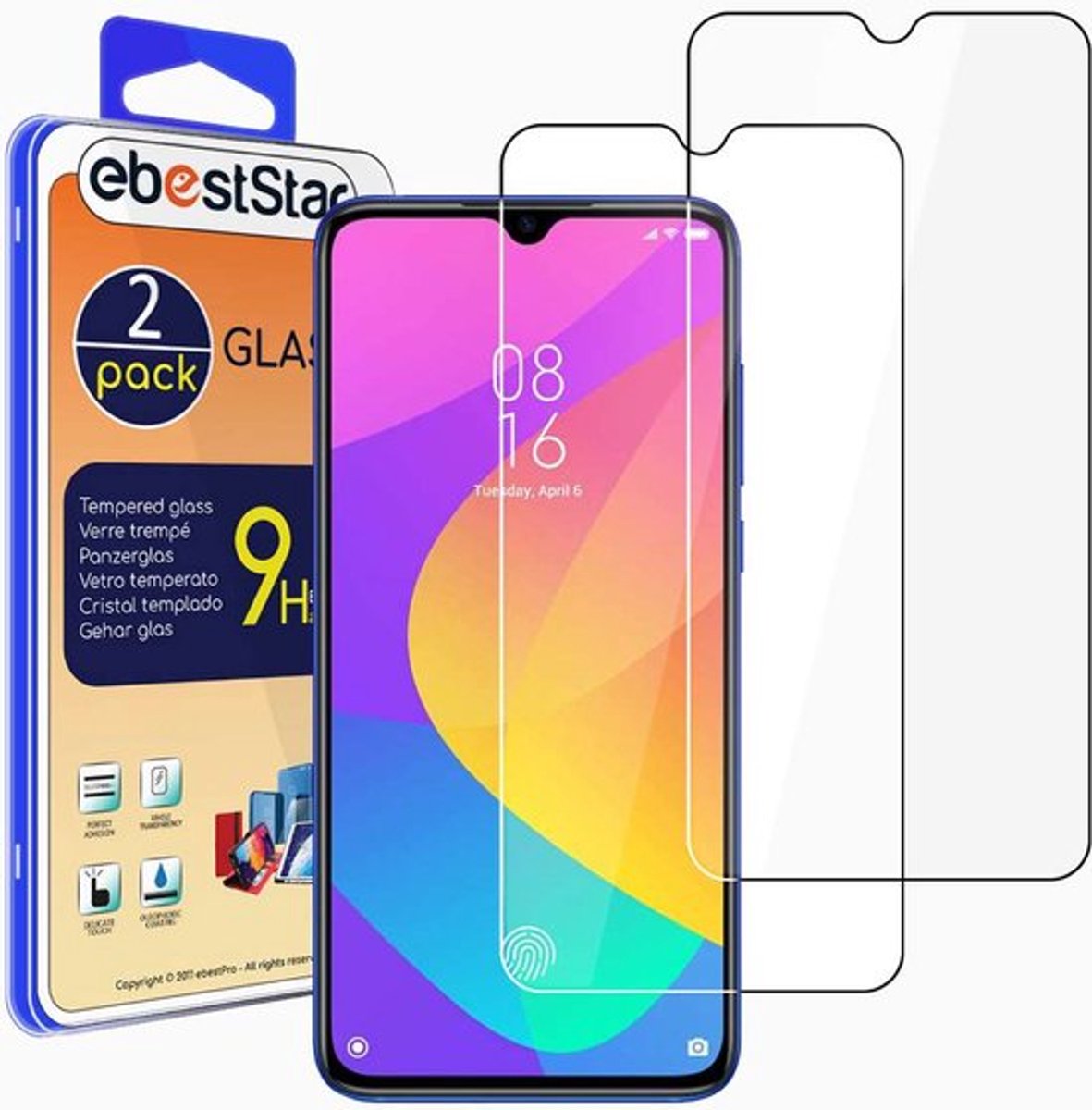 ebestStar - {2 Stuks} Gehard glas geschikt voor Xiaomi Mi 9 Lite, Screen Protector Cover, Schermbeschermer Tempered Glass