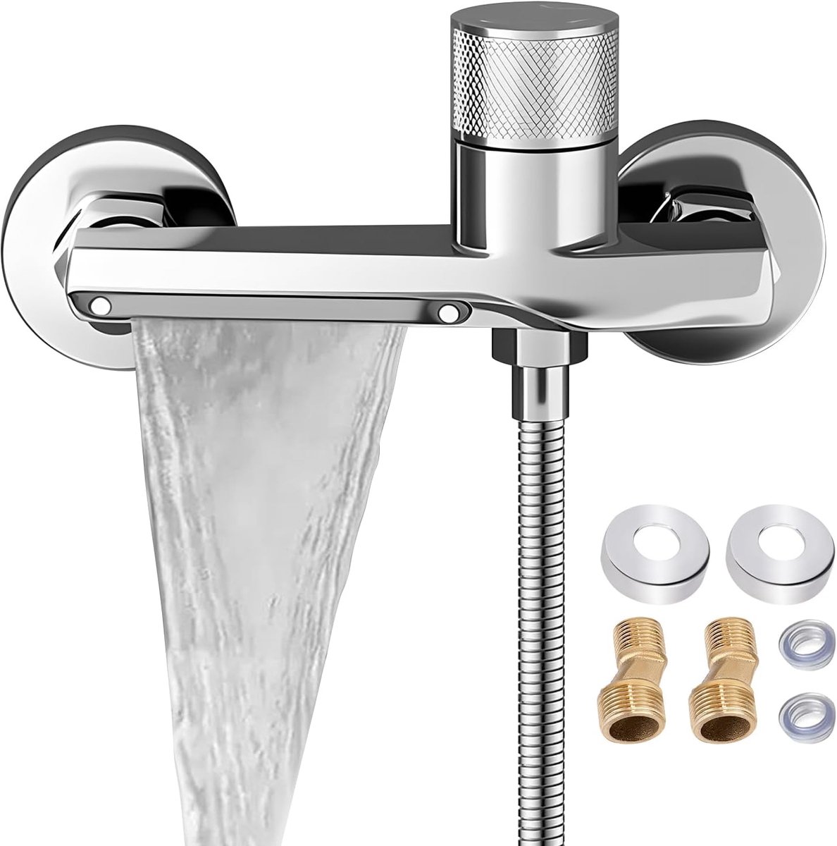 SnelShoppen - Thermostaat Douchekraan - Badkraan met Thermostaat - Outlet Douchemixer Kraan - Opbouw Mengkraan voor Badkamer - Hoogwaardige Messing -