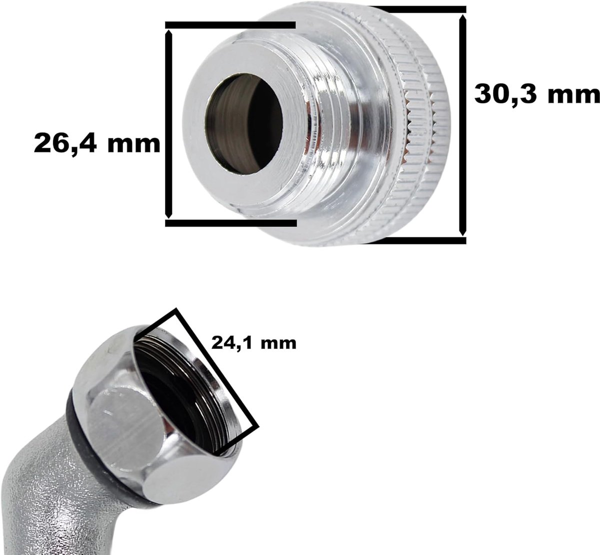 SnelShoppen - Adapter stuk 1 inch vrouwelijke schroefdraad naar 3/4 inch mannelijke schroefdraad, chroom/ messing, reducer kraanverbinding voor tuin,
