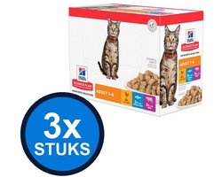 3x Hill's - Science Plan cat adult fav sel mp 12x85gr - Kattenvoer - 1.02 kg