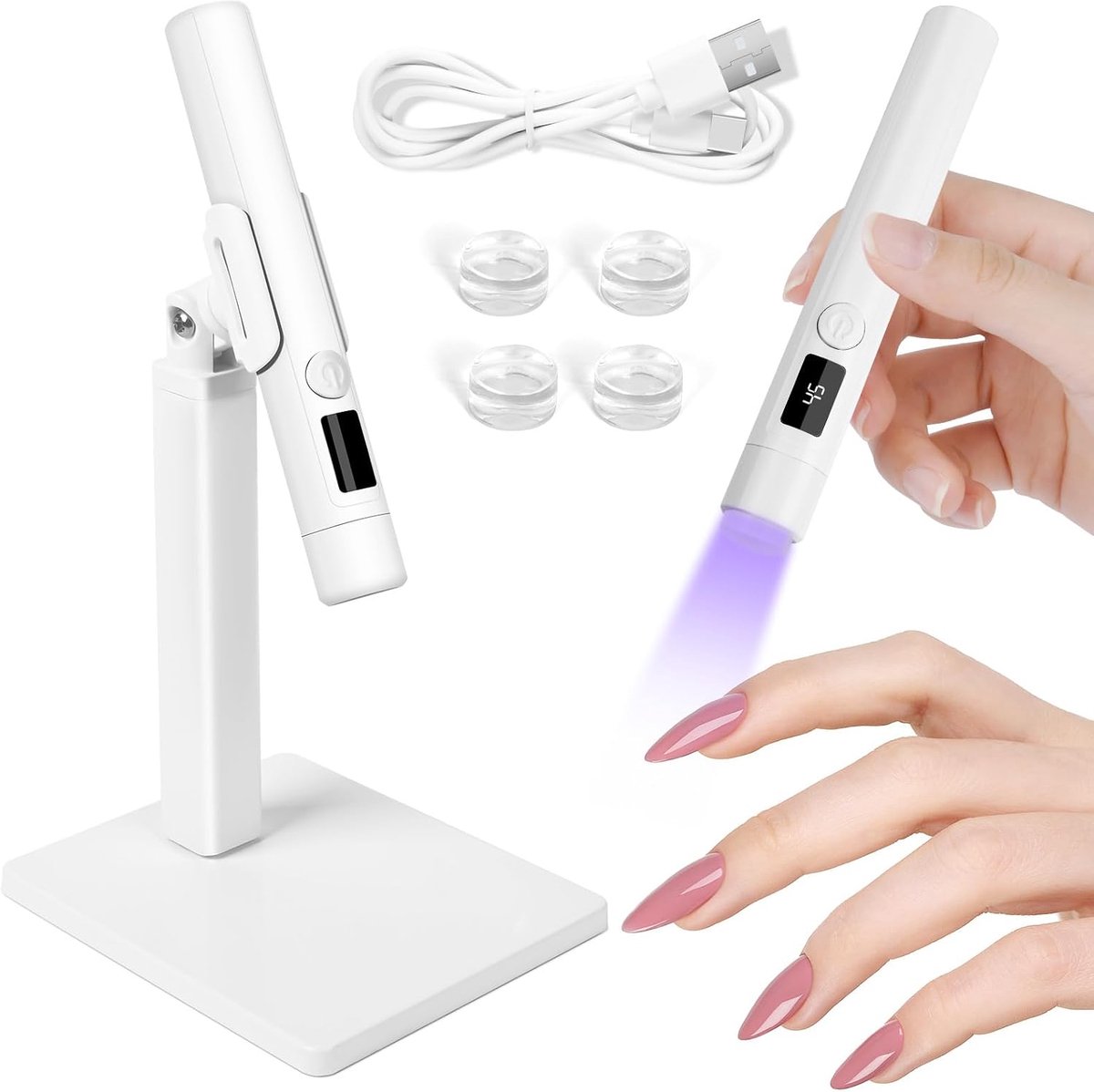 SnelShoppen - UV Nail Lamp voor Gel Nagels, Oplaadbare USB Nageldroger met LED Scherm, Handheld UV Lamp met 45s en 60s Timer, Ideaal voor Thuisgebruik