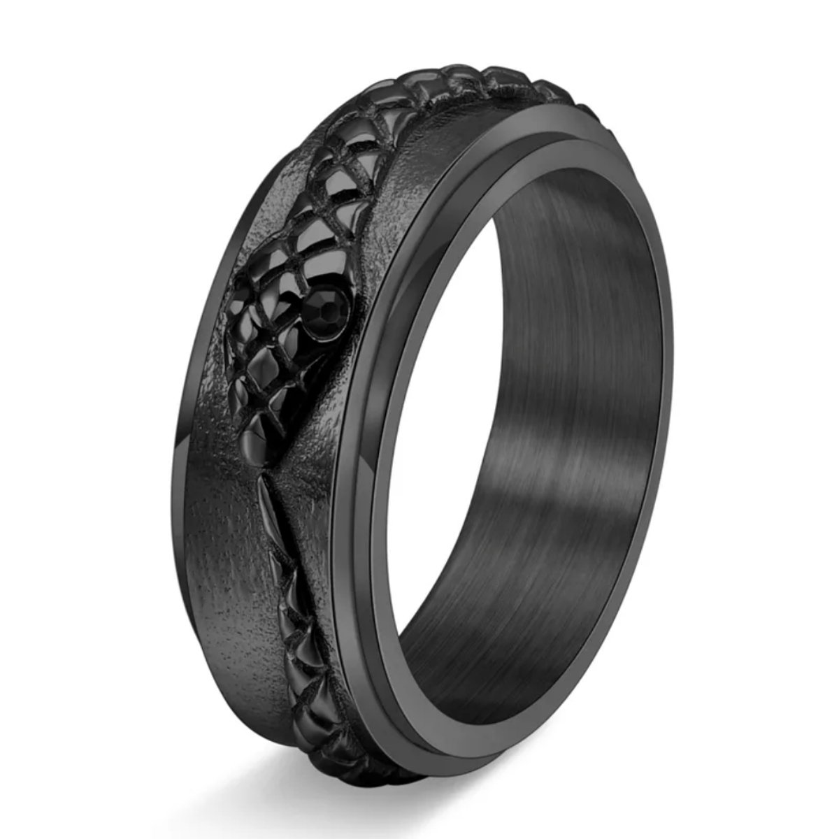 Anxiety Ring - (Slang) - Stress Ring - Fidget Ring - Anxiety Ring For Finger - Draaibare Ring - Spinning Ring - Spinner Ring - Zwartkleurig RVS - (20.75 mm / maat 65)