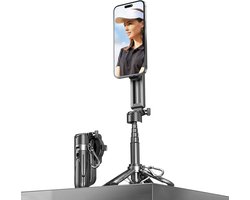 SnelShoppen - OneNine Selfie Stick Tripod - Verstelbare Telefoonhouder, Lichtgewicht, Draagbaar, Geschikt voor Feesten, Reizen, Camping, Kleur Zwart -