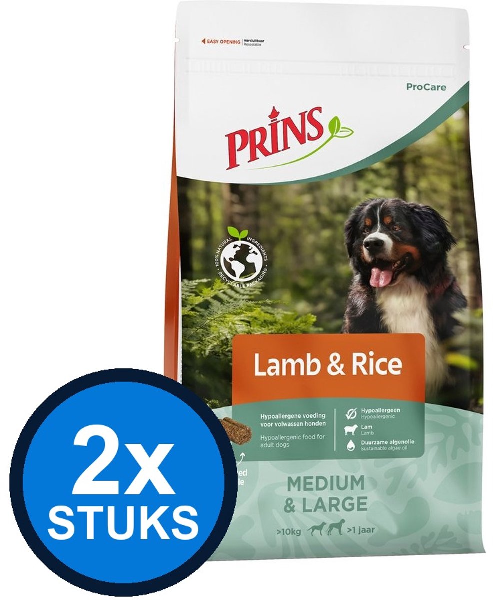 2x Prins - ProCare lamb&rice 3kg - Hondenvoer - 3 kg