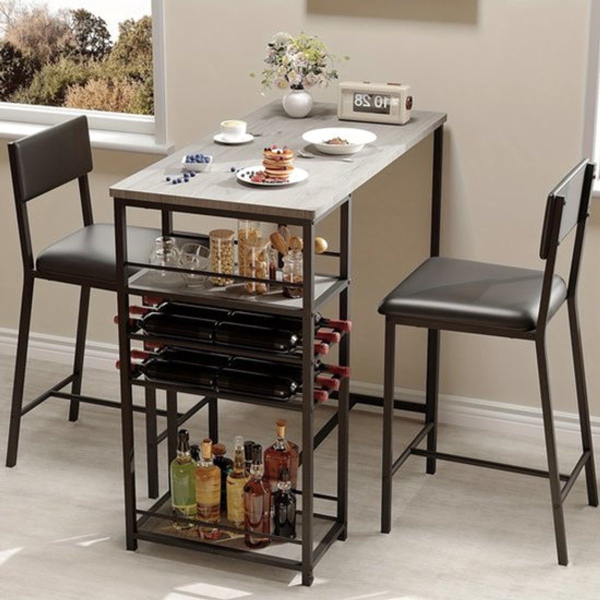 Eettafelset – Eetkamerset – Keukentafel – Zitgroep – Diningset – Compact Grijs – Met Gesto