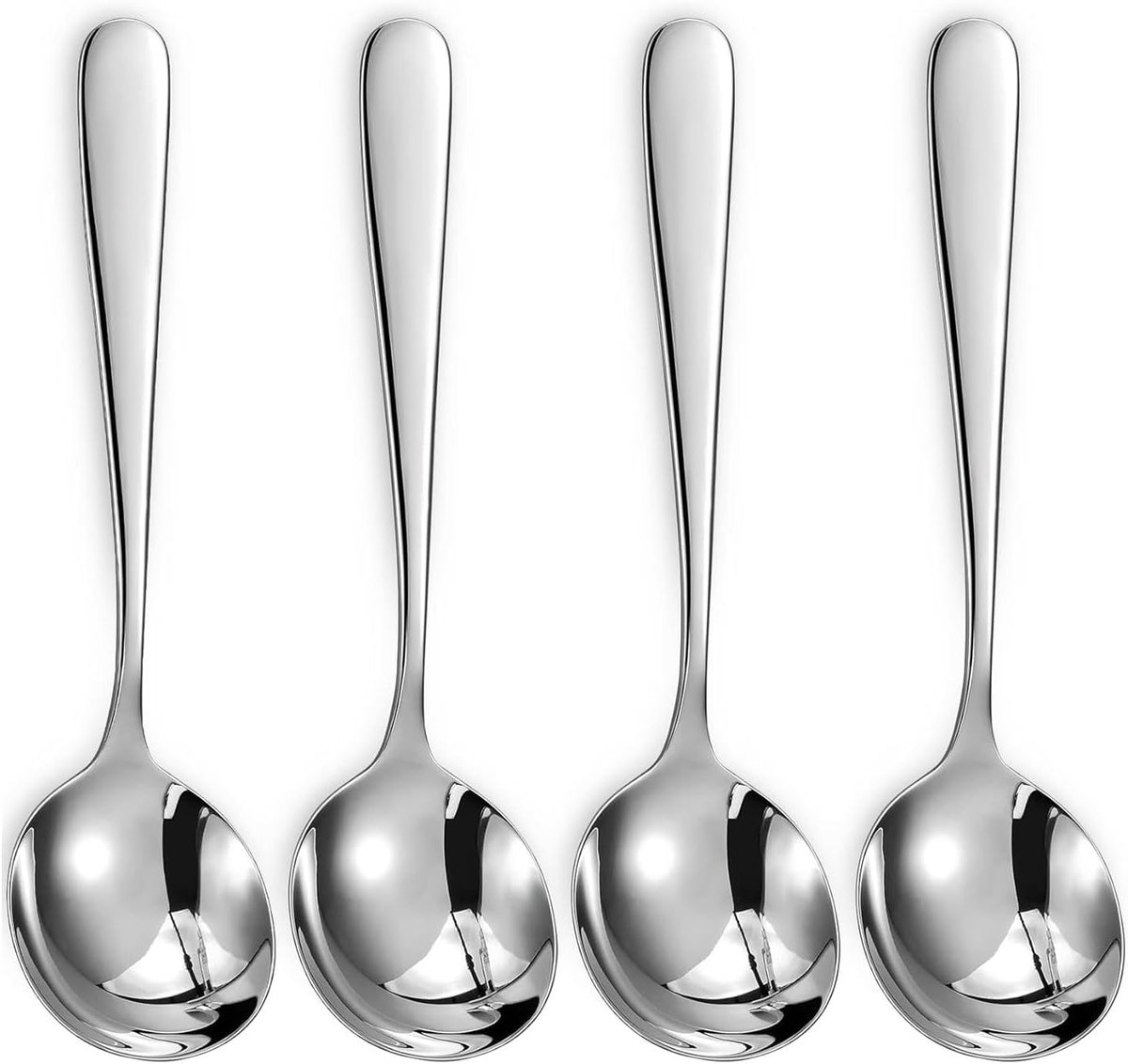 SnelShoppen - 4-delige Ronde Tafellepels van Roestvrij Staal 304 - Duurzame Eetlepels voor Feestjes, Familiediners, Hotels en Restaurants - Ideaal voo