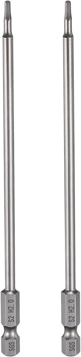 SnelShoppen - 2pcs 2mm Hex Socket Set H2.0 200mm Lange Magnetische S2 Stalen Schroevendraaier Bits voor Accu Schroevendraaiers