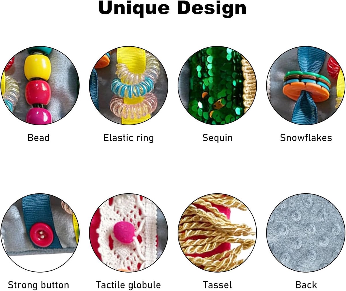 SnelShoppen - Nest Blanket voor Dementie, Fidget Blanket voor Volwassenen, Zacht Pluche, Grijs, Activiteit voor Alzheimer, Sensorisch Speelgoed, Angst