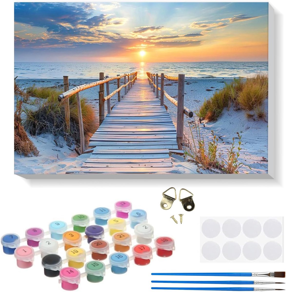 SnelShoppen - Schilderen op Nummeren voor Volwassenen en Kinderen - DIY Set 30x40 cm met Houten Frame, Olieverf, Penselen en Magneetstrips voor Wandde