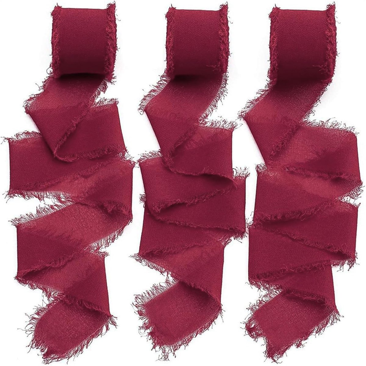 SnelShoppen - 3 Rollen Chiffon Ribbon Cadeau Ribbons Donkerrood 4cm x 15m - Decoratieve Ribbons voor Bruiloften, Uitnodigingen, Geschenkverpakking