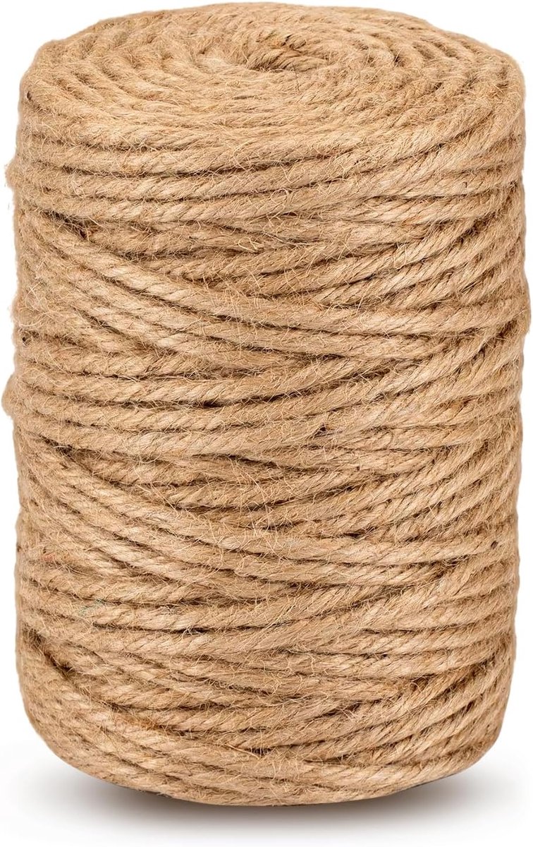 SnelShoppen - Natural Jute Cord 4 mm x 60 m - Biologisch Afbreekbare Sisal Touw voor Tuin, DIY Creaties, Verpakking en Binding