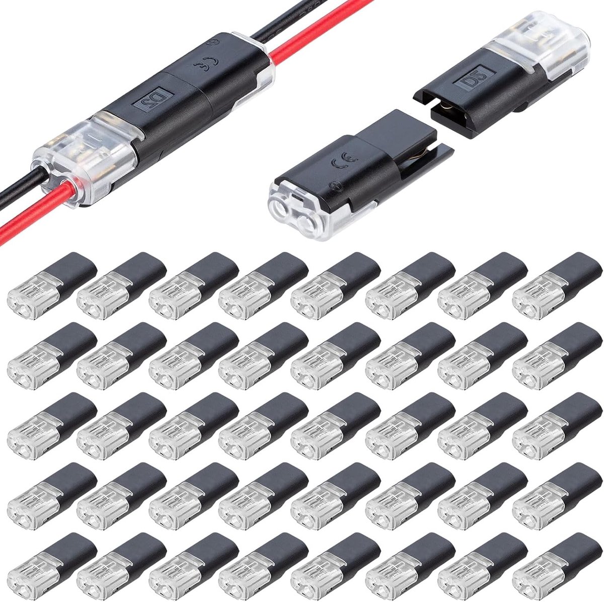 SnelShoppen - Pack van 40 2-Pin Auto Stekkers - Waterdichte Plug Cable Connectoren voor 18-22 AWG Kabel - Ideaal voor Elektrische Verbindingen in Auto