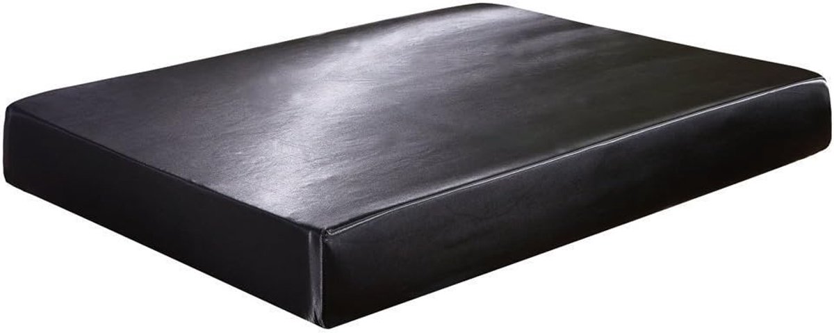 SnelShoppen - Fitted Sheet Hypoallergenic Satin 12 Inch Zwart - Luxe Polyester Beddegoed voor Huidverzorging - Eenpersoons 99x190 cm