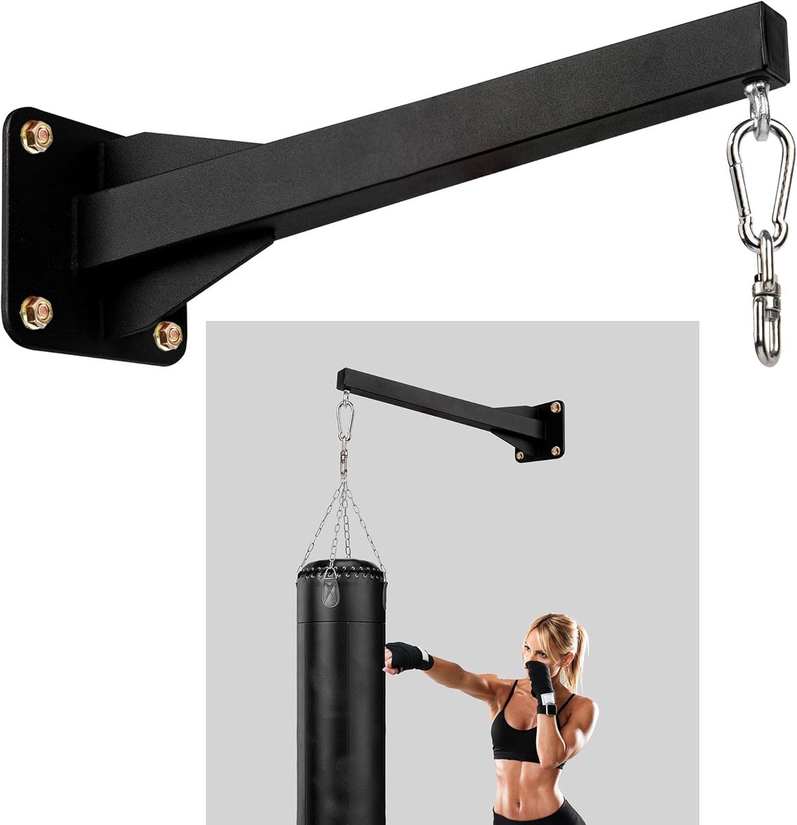 Thijox - Zware Bokszak Wandmontagehanger, Draaibare Haak, Zwart, Voor Thuis Gym, Fitness, MMA Training, Inclusief Montagehardware, Tot 800 lbs