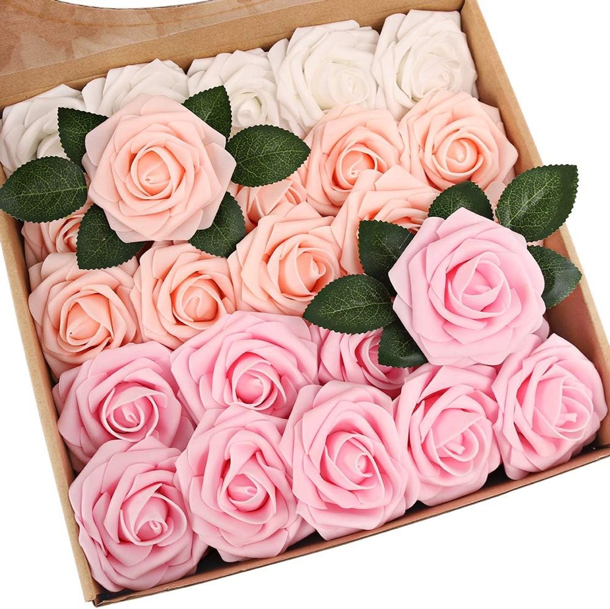 SnelShoppen - 25 Stuks Kunstbloemen Rozen - Decoratieve Kunstrozen met Steel - DIY Bruiloft Boeketten - Baby Shower Party Decoratie - Hoogwaardige Lat