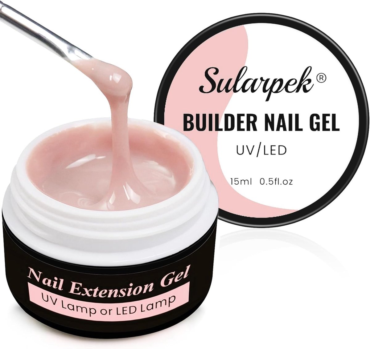 SnelShoppen - Sularpek Gel Nails 15 ml UV Builder Gel - Milky Rose - Nagelversterking, Nagelreparatie, Nagelextensions, Milieuvriendelijk, Langdurig