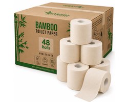 48 SuperRollen 3-Laags Ongebleekt Bamboe Toiletpapier - 250 Vellen per Rol - FSC® 100% BOOM VRIJ -…