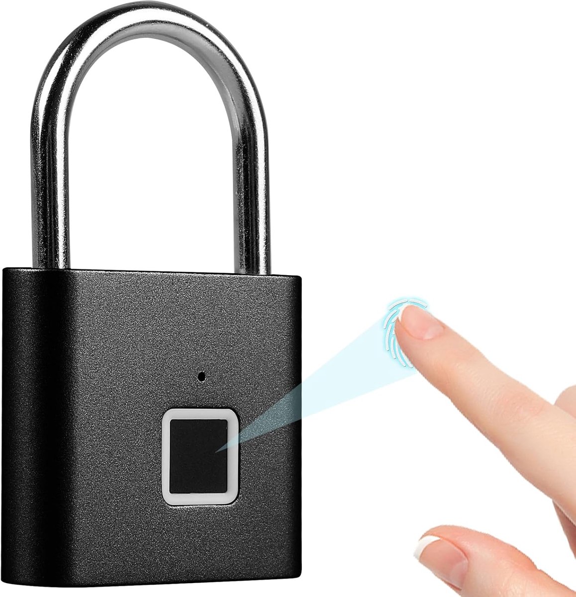 SnelShoppen - Vingerafdruk Hangslot USB Oplaadbaar voor Sportschool, Bagage, Magazijnen, Kluisjes - Zwart, Duurzaam en Veilig