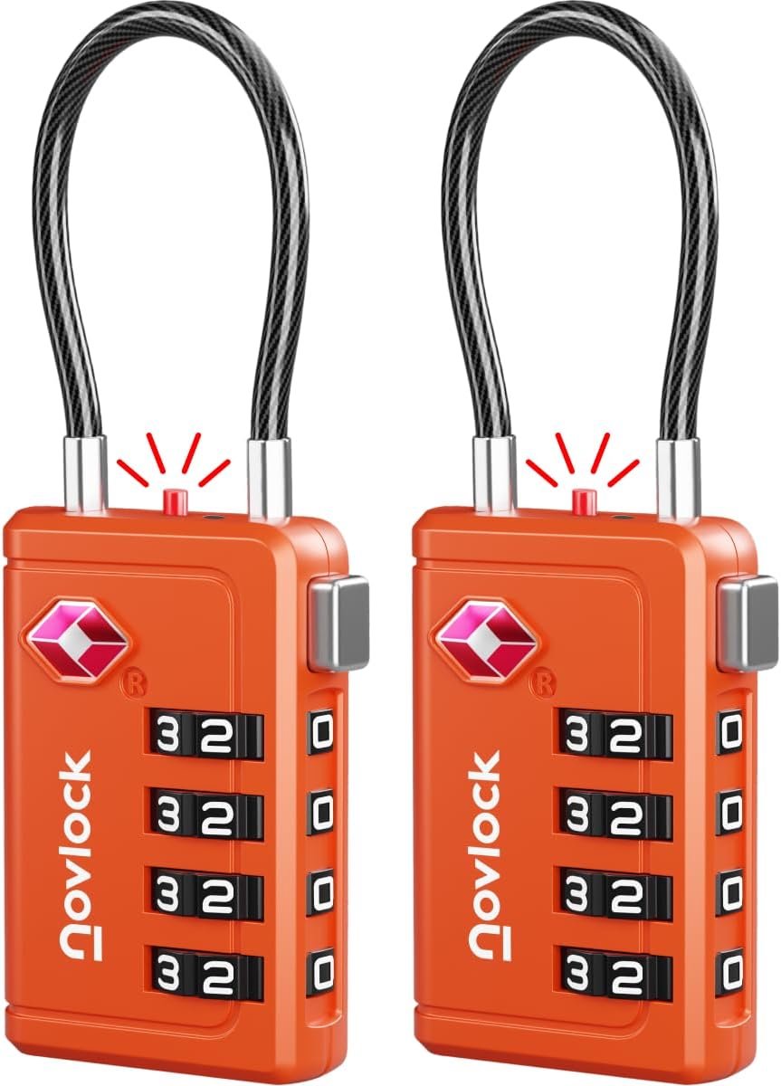 SnelShoppen - TSA Sloten met Controle Indicator – 4-Cijferige Combinatiesloten voor Reizen, Koffers, Rugtassen & Cabin Bagage – Luggage Locks, 2-Pack