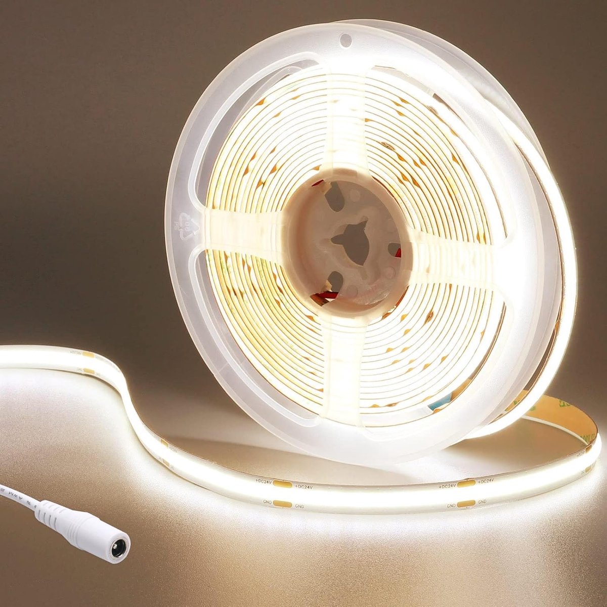 SnelShoppen - 24V COB LED Strip Natural White 4000K 5M 480LEDs/M CRI 93+ 4500lm IP20 Zelfklevend LED Tape voor DIY Sfeerverlichting in Keuken en Slaap