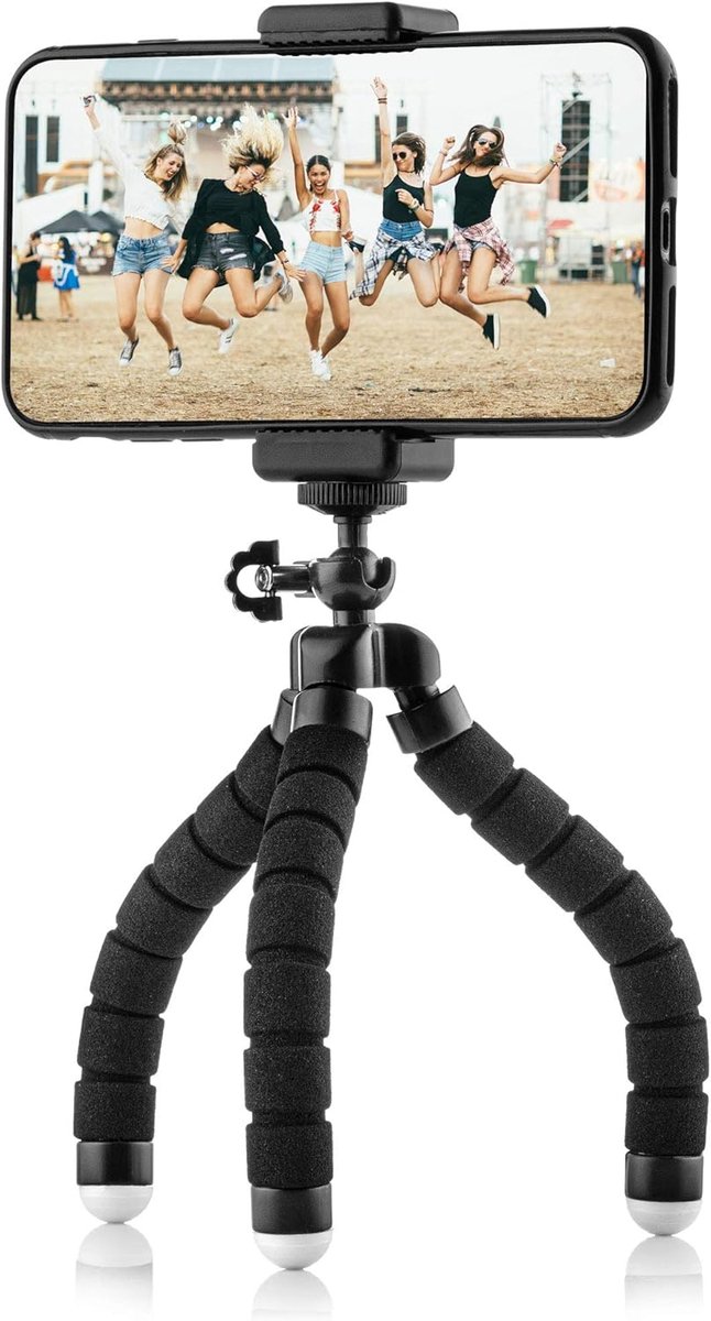 SnelShoppen - MOJOGEAR Mini Flexible Tripod - Octopus Tripod met Mobiele Telefoonhouder voor iPhone, Android en Go Pro - Ideaal voor Reis, Vloggen en