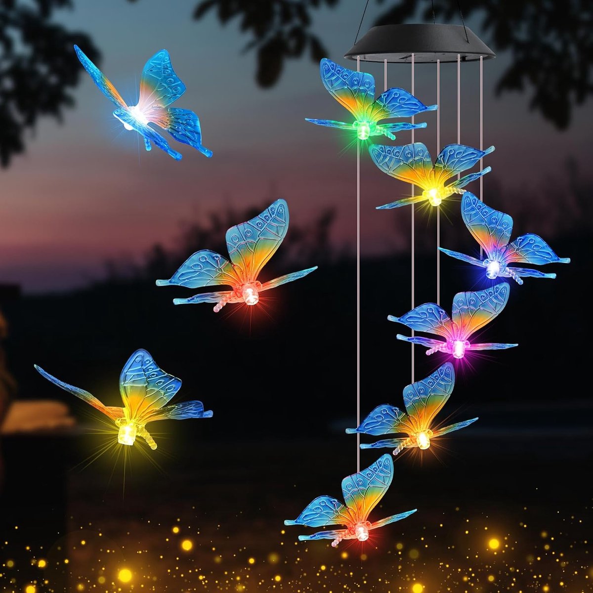 SnelShoppen - Solar Wind Chime Tuin Decoratie met 6 LED Lampen, Waterdicht, Multicolor, Perfect Cadeau voor Moeder, Vrouw, Dochter of Vriendin, Voor B