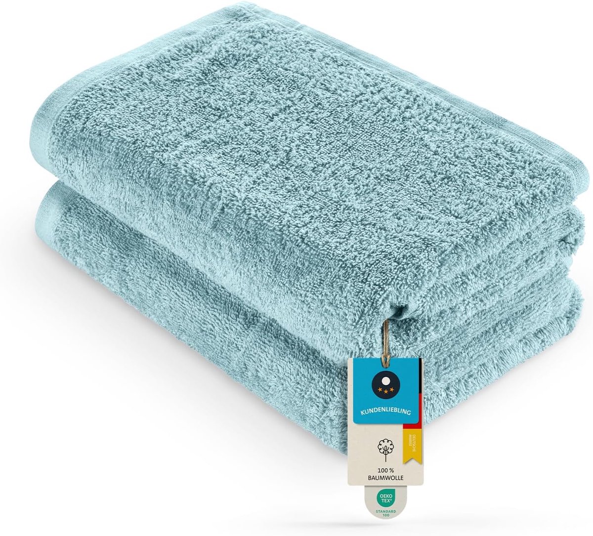 SnelShoppen - Handdoeken Set 100% Katoen, Zacht en Absorberend, Oeko-Tex 100, 2 Handdoeken 50 x 100 cm, Turquoise, Perfect voor Thuis, Sport en Wellne