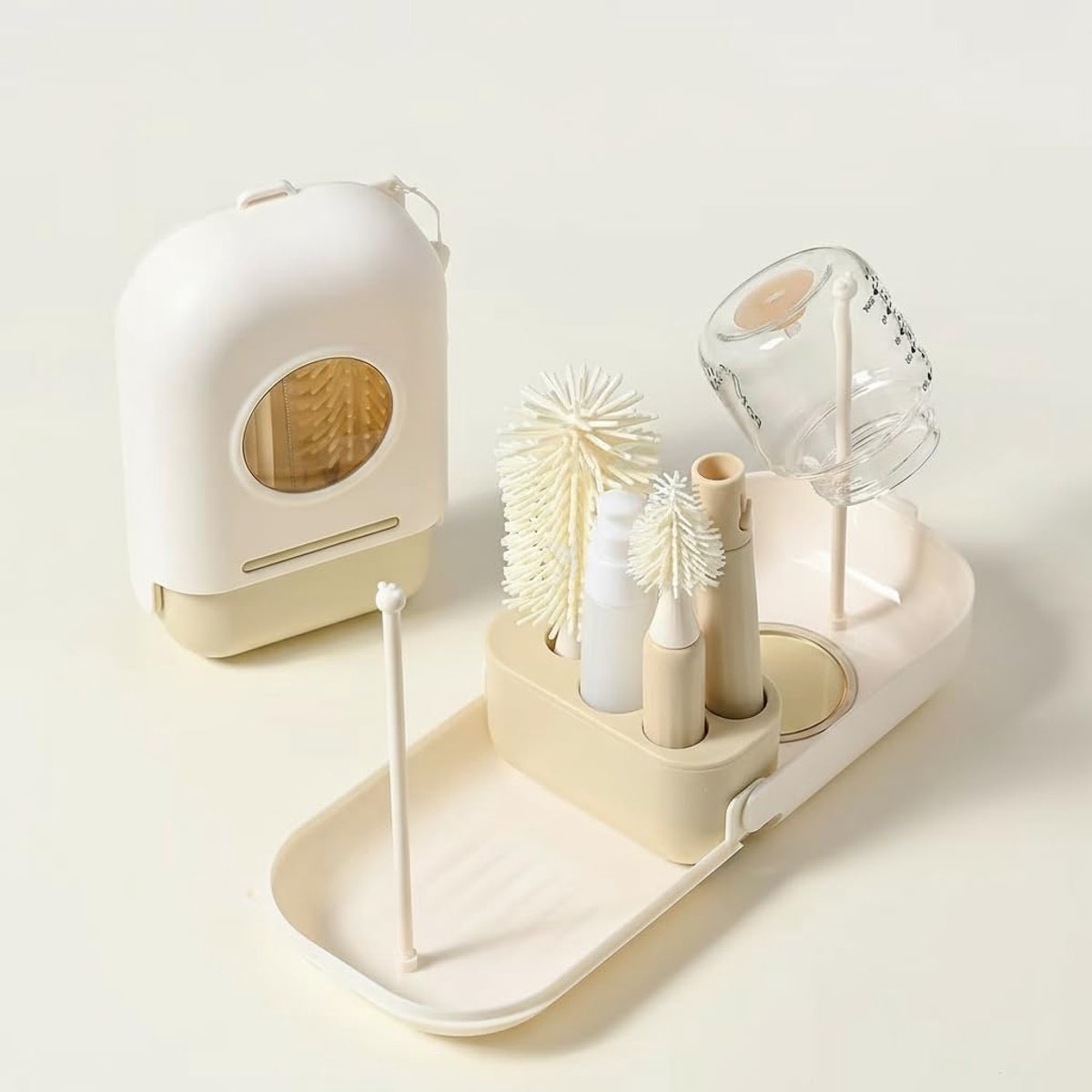SnelShoppen - Babyfles Borstels voor het Schoonmaken van Flessen, Reiset, Alles-in-één Set met Zuigborstel, Rietjesborstel, Afwasmiddel Dispenser en O