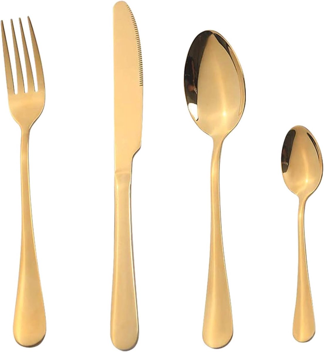 SnelShoppen - RVS Gouden Bestekset 8-delig voor 2 Personen - Luxe Tafelset met Messen, Vorken, Lepels - Perfect voor Feestjes en Diner