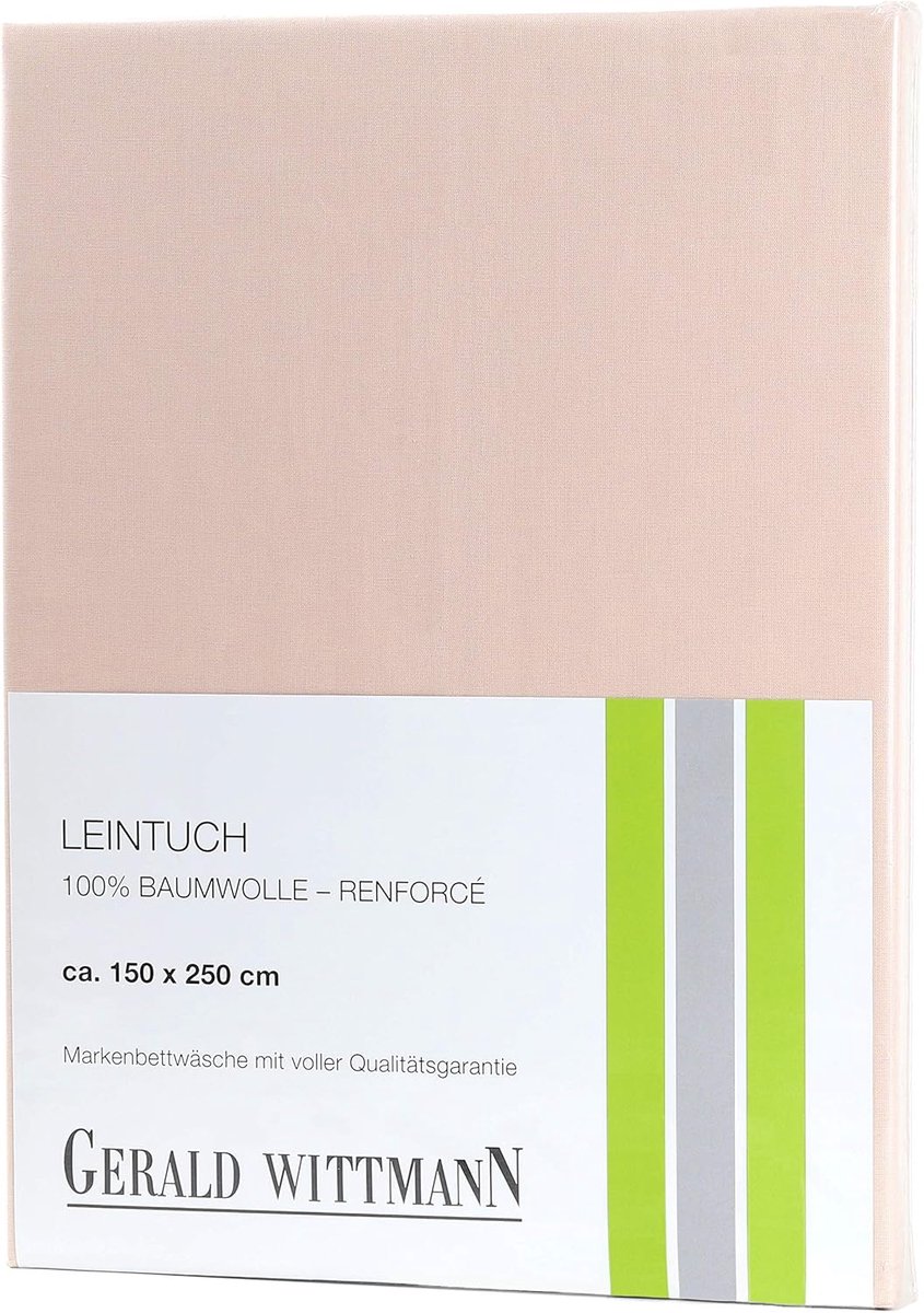 SnelShoppen - Renforcé Laken 220x250 cm - 100% Katoen - Beige/Roze - Ademend, Temperatuurregulerend - Perfect voor Bedden tot 18 cm Hoog