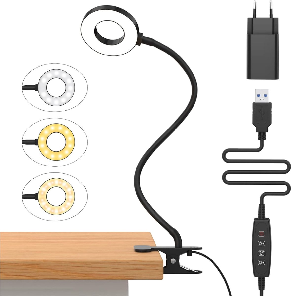CLGP® Leeslamp met Klem - Bureau Lamp - Lezen en Werken -Zwart